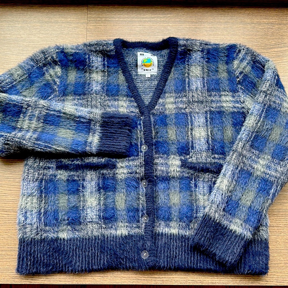 Unif Fuzzy Oversized Boxy Fit Cardigan, Size S - image 3